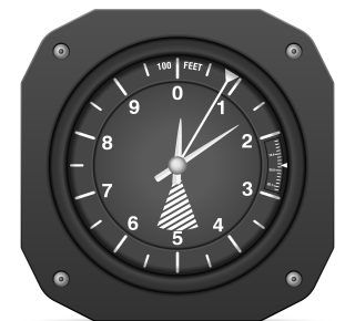 Flight instrument altimeter on a white background.